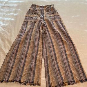 High waisted striped Free People wide leg pants